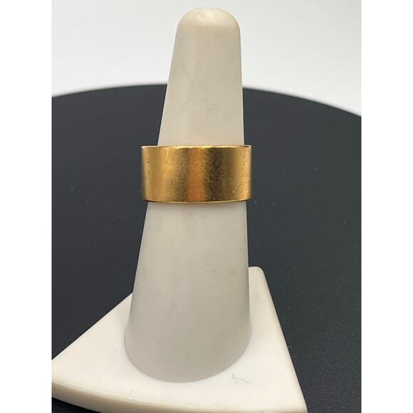 Liz Palacios Teardrop Blue AB Swarovski Crystal Gold Plated Wide Band Ring Sz 7 - Picture 8 of 8